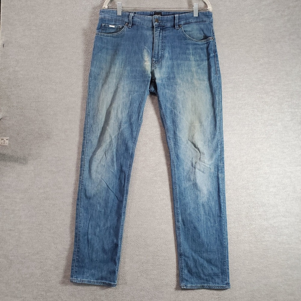 Boss Hugo Boss Men Jeans 34x32 Blue Denim Finest Italian Fabric Stretch READ